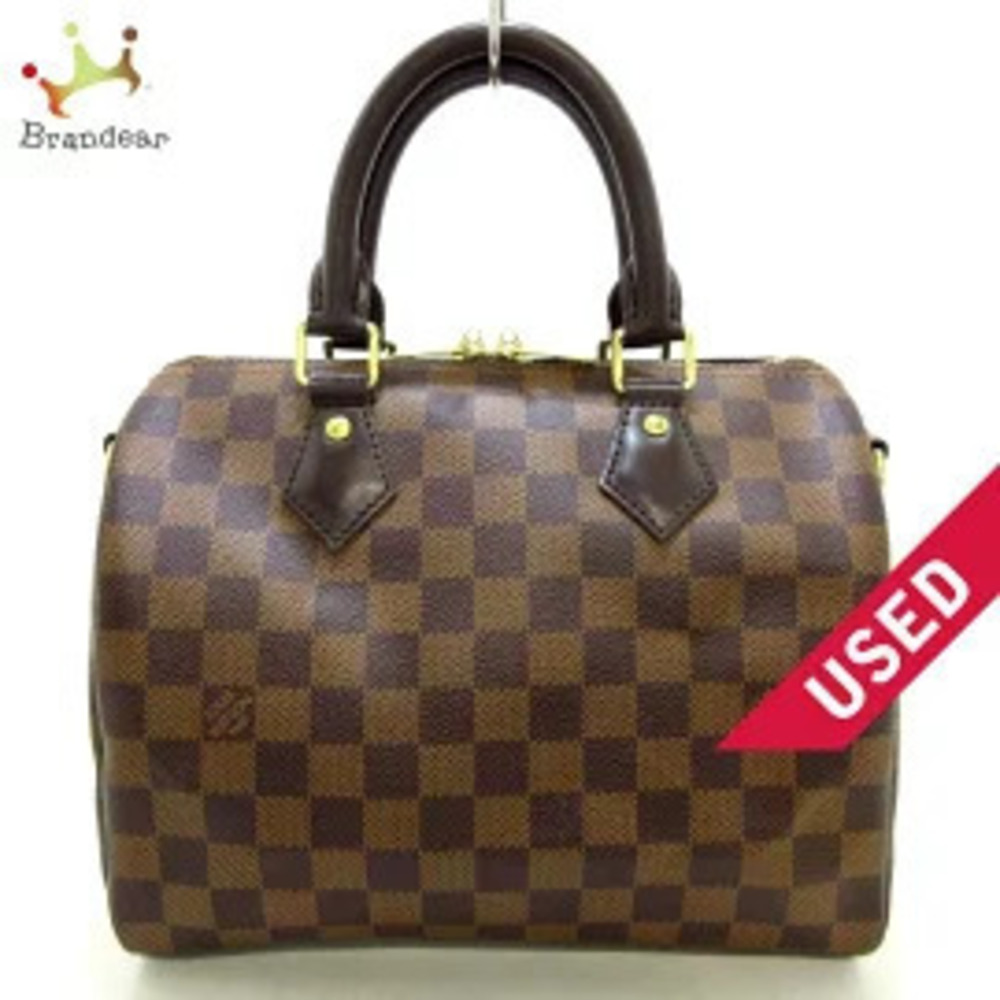 LOUIS VUITTON Speedy Bandouliere Handbag Ebene Brown Damier Canvas